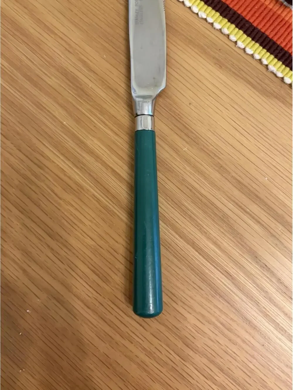 VTG Stanley Roberts Stainless Green Plastic Knives MCM Lot Of 7 China